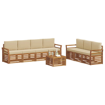 Soffgrupper 8 pcs Naturlig och Beige Massivt Akaciaträ