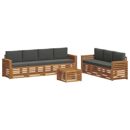 Soffgrupper 8 pcs Naturlig och Antracit Massivt Akaciaträ