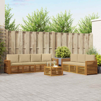 Soffgrupper 8 pcs Naturlig och Beige Massivt Akaciaträ