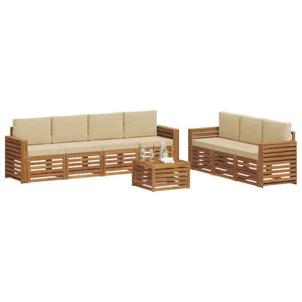 Soffgrupper 8 pcs Naturlig och Beige Massivt Akaciaträ