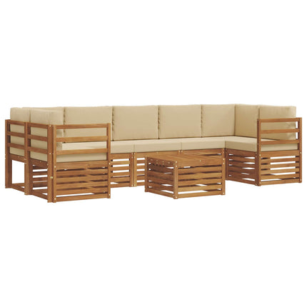 Utomhussoffset 8 pcs Naturlig och Beige Massivt Akaciaträ