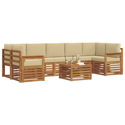 Utomhussoffset 8 pcs Naturlig och Beige Massivt Akaciaträ