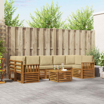 Utomhussoffset 8 pcs Naturlig och Beige Massivt Akaciaträ