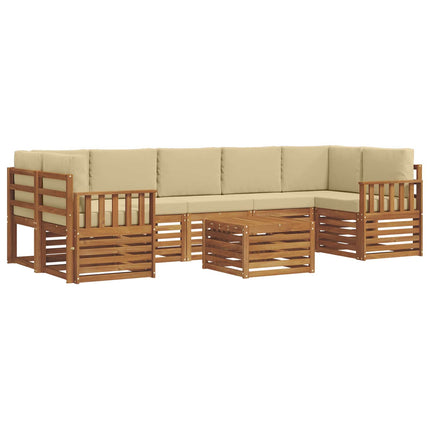 Utomhussoffset 8 pcs Naturlig och Beige Massivt Akaciaträ