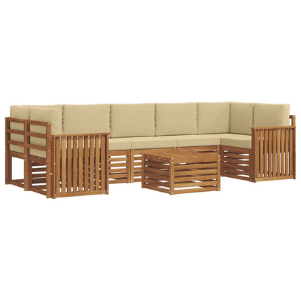 Utomhussoffset 8 pcs Naturlig och Beige Massivt Akaciaträ