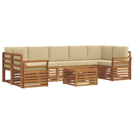 Utomhussoffset 8 pcs Naturlig och Beige Massivt Akaciaträ