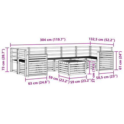 Soffgrupper 8 pcs Naturfärg Massivt Akaciaträ