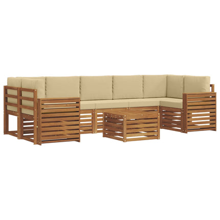 Utomhussoffset 8 pcs Naturlig och Beige Massivt Akaciaträ