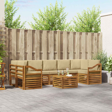 Utomhussoffset 8 pcs Naturlig och Beige Massivt Akaciaträ