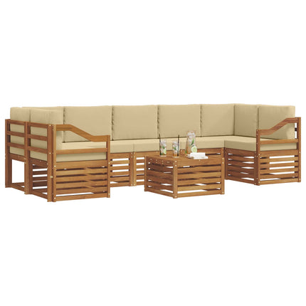 Utomhussoffset 8 pcs Naturlig och Beige Massivt Akaciaträ