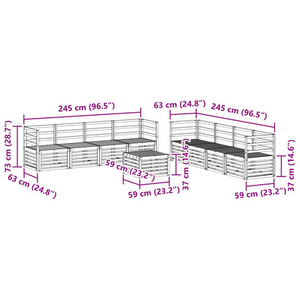 Soffgrupper 9 pcs Naturfärg Massivt Akaciaträ