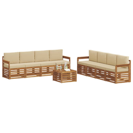 Soffgrupper 9 pcs Naturlig och Beige Massivt Akaciaträ