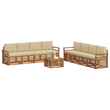 Soffgrupper 9 pcs Naturlig och Beige Massivt Akaciaträ