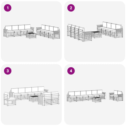 Soffgrupper 9 pcs Naturlig och Beige Massivt Akaciaträ