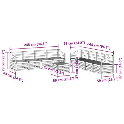 Soffgrupper 9 pcs Naturfärg Massivt Akaciaträ