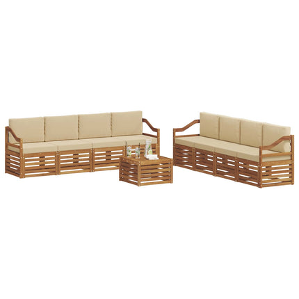Soffgrupper 9 pcs Naturlig och Beige Massivt Akaciaträ