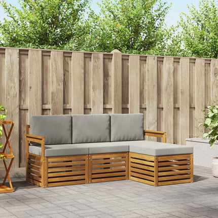 Utomhussoffset med kudde 4 pcs Naturlig och Ljus Grå