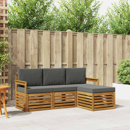Utomhussoffset med kudde 4 pcs Naturlig och Antracit