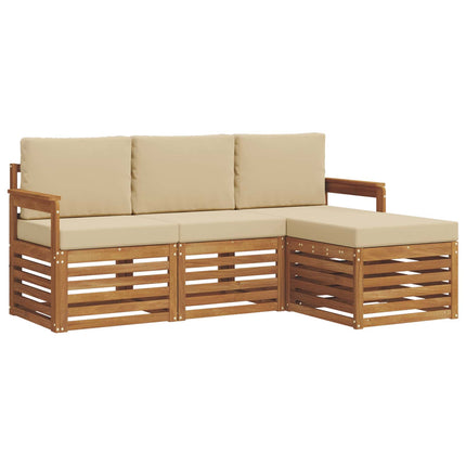 Utomhussoffset med kudde 4 pcs Naturlig och Beige