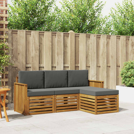 Utomhussoffset med kudde 4 pcs Naturlig och Antracit