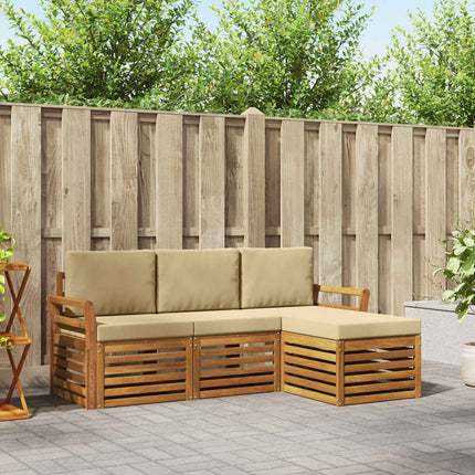 Utomhussoffset med kudde 4 pcs Naturlig och Beige