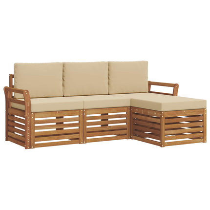 Utomhussoffset med kudde 4 pcs Naturlig och Beige