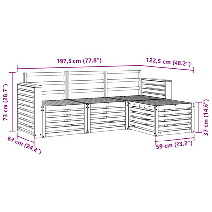 Utomhussoffset 4 pcs Naturfärg