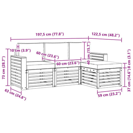 Utomhussoffset med kudde 4 pcs Naturlig och Antracit