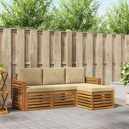 Utomhussoffset med kudde 4 pcs Naturlig och Beige