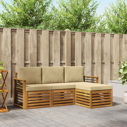 Utomhussoffset med kudde 4 pcs Naturlig och Beige