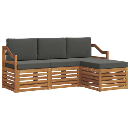 Utomhussoffset med kudde 4 pcs Naturlig och Antracit