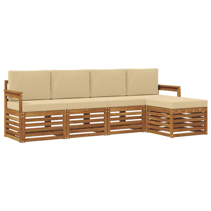 Utomhussoffset med kudde 5 pcs Naturlig och Beige