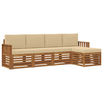 Utomhussoffset med kudde 5 pcs Naturlig och Beige