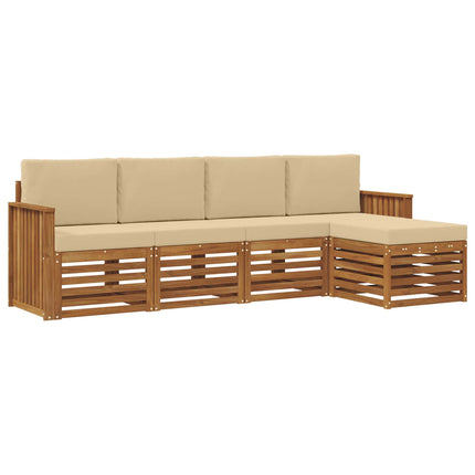 Utomhussoffset med kudde 5 pcs Naturlig och Beige