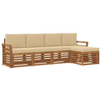 Utomhussoffset med kudde 5 pcs Naturlig och Beige