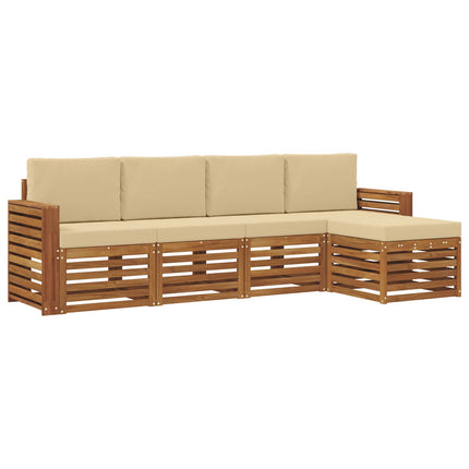 Utomhussoffset med kudde 5 pcs Naturlig och Beige