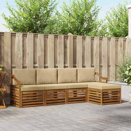 Utomhussoffset med kudde 5 pcs Naturlig och Beige
