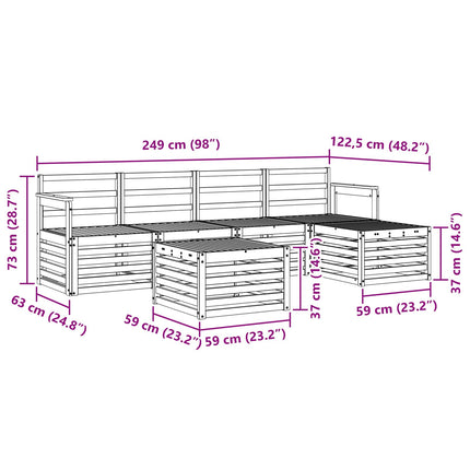 Utomhussoffset 6 pcs Naturfärg