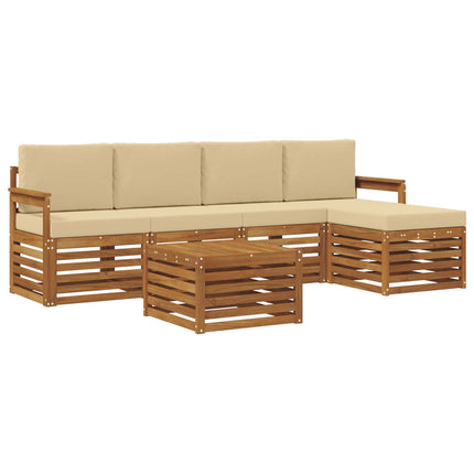 Utomhussoffset med kudde 6 pcs Naturlig och Beige