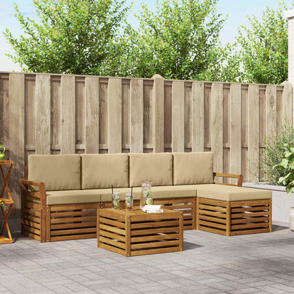 Utomhussoffset med kudde 6 pcs Naturlig och Beige