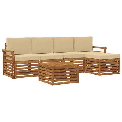 Utomhussoffset med kudde 6 pcs Naturlig och Beige