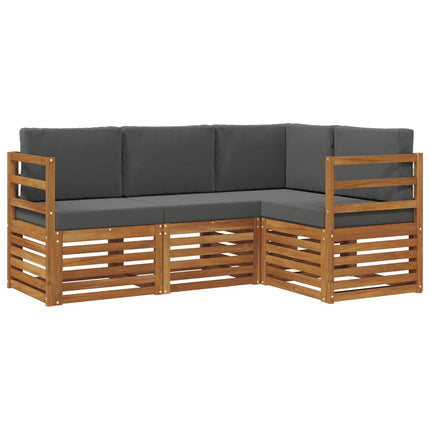 Soffgrupper 4 pcs Naturlig och Antracit Massivt Akaciaträ