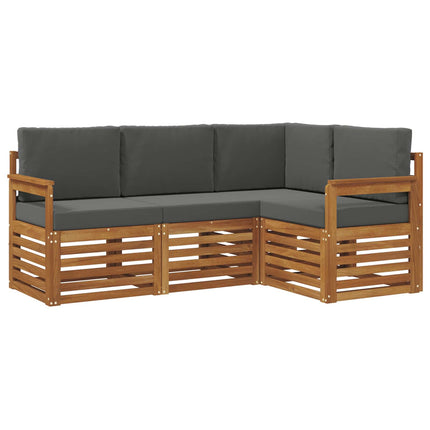 Soffgrupper 4 pcs Naturlig och Antracit Massivt Akaciaträ