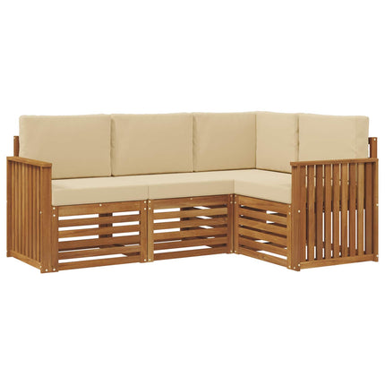 Utomhussoffset 4 st Naturlig och Beige Polyester