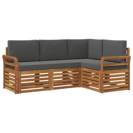 Soffgrupper 4 pcs Naturlig och Antracit Massivt Akaciaträ