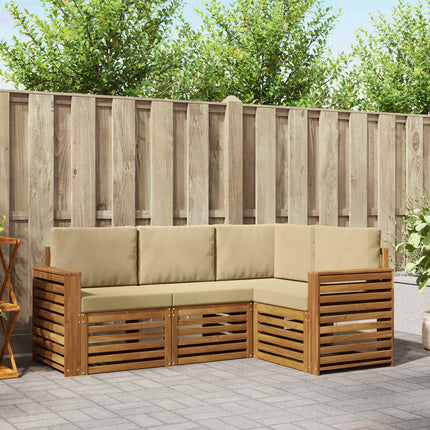 Soffgrupper 4 pcs Naturlig och Beige Massivt Akaciaträ
