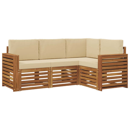 Utomhussoffset 4 st Naturlig och Beige Polyester