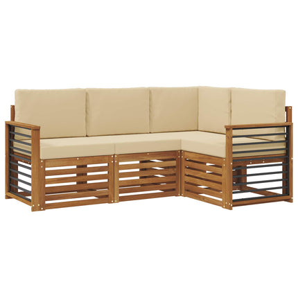 Soffgrupper 4 pcs Naturlig och Beige Massivt Akaciaträ