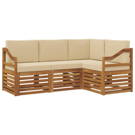 Soffgrupper 4 pcs Naturlig och Beige Massivt Akaciaträ