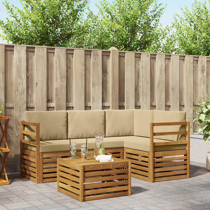 Utomhussoffset med kudde 5 pcs Naturlig och Beige